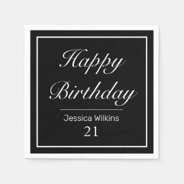 Servilleta De Papel Feliz cumpleaños del negro blanco Minimalista mode