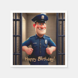 Servilleta De Papel Feliz cumpleaños del policía