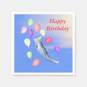 Servilleta De Papel Feliz cumpleaños delfín y globos