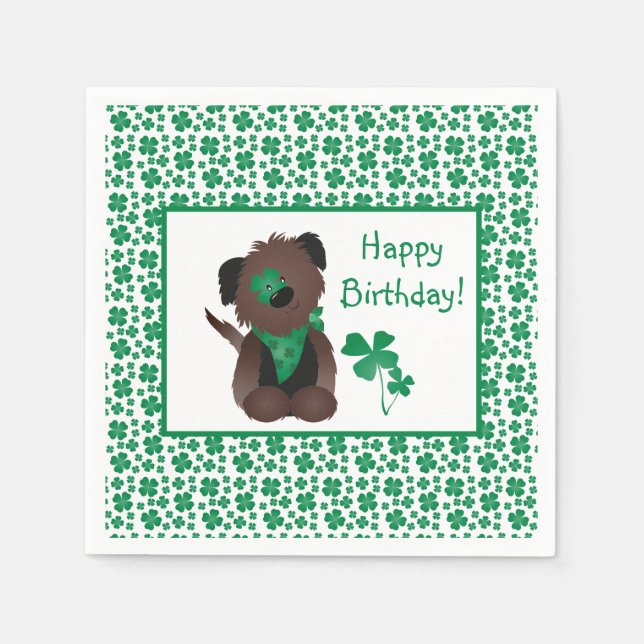Servilleta De Papel Feliz cumpleaños Día del perro Shamrock Green (Anverso)