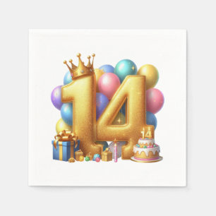 Servilleta De Papel Feliz cumpleaños dorado 14