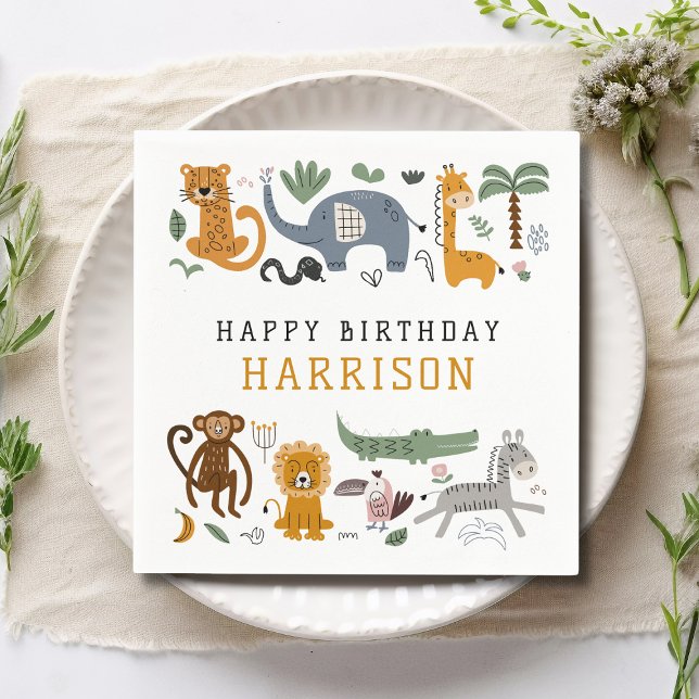 Servilleta De Papel Feliz cumpleaños dos animales salvajes de Safari n (Subido por el creador)