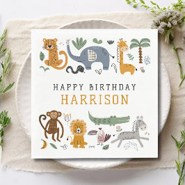 Servilleta De Papel Feliz cumpleaños dos animales salvajes de Safari n
