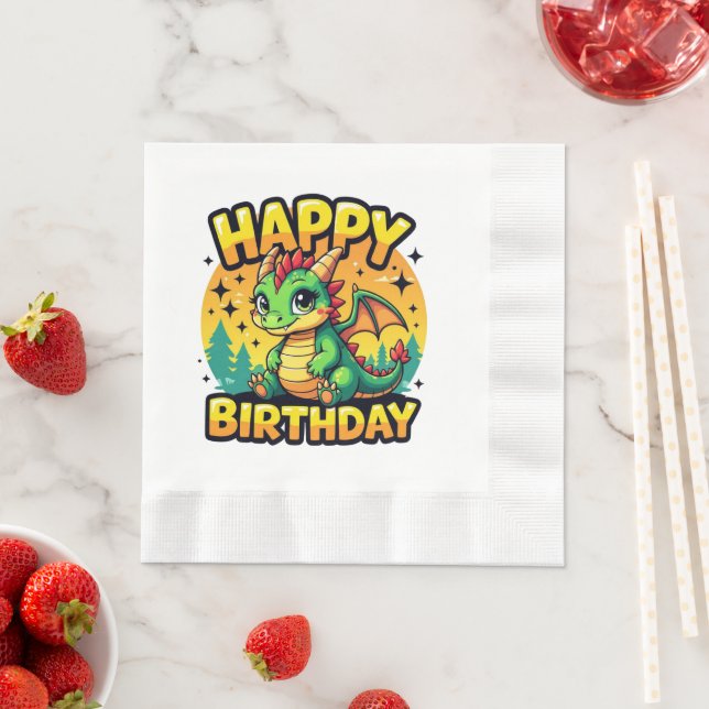 Servilleta De Papel Feliz cumpleaños Dragon (In situ)