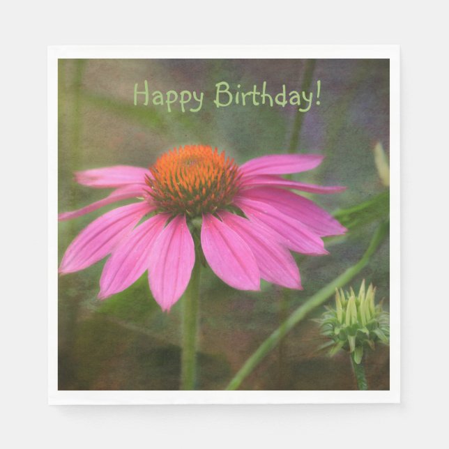 Servilleta De Papel Feliz cumpleaños Dreamy ConeFlower (Anverso)