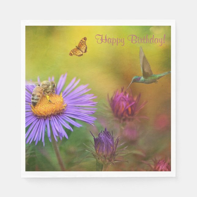 Servilleta De Papel Feliz cumpleaños Dreamy Garden (Anverso)