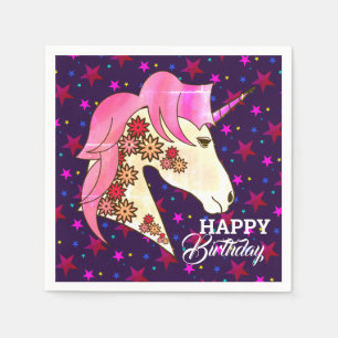 Servilleta De Papel Feliz cumpleaños elegante, unicornio, hermosa Boni