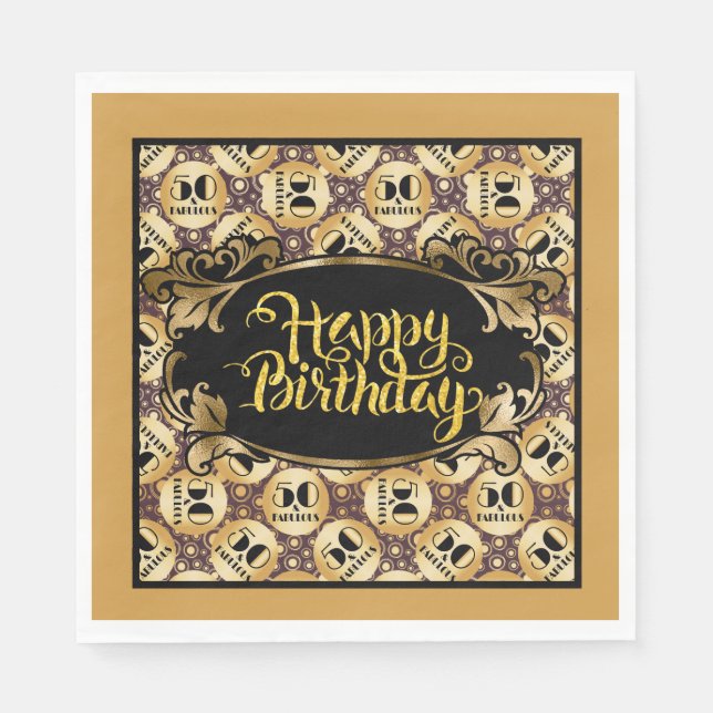 Servilleta De Papel Feliz cumpleaños, fabuloso cincuenta (Anverso)