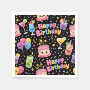 Servilleta De Papel Feliz Cumpleaños Fiesta de Arte Kawaii