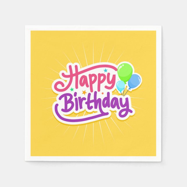 Servilleta De Papel Feliz cumpleaños, Fiesta de papel amarillo Napkin (Anverso)