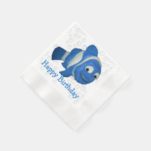 Servilleta De Papel Feliz cumpleaños Fish Blue