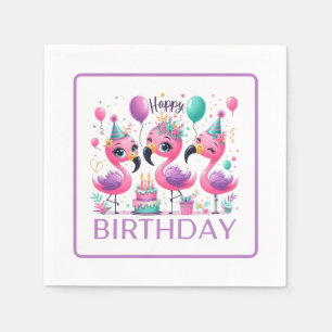 Servilleta De Papel Feliz cumpleaños Flamingos