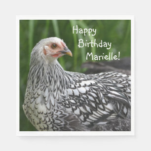 Servilleta De Papel Feliz Cumpleaños Gallina Posando