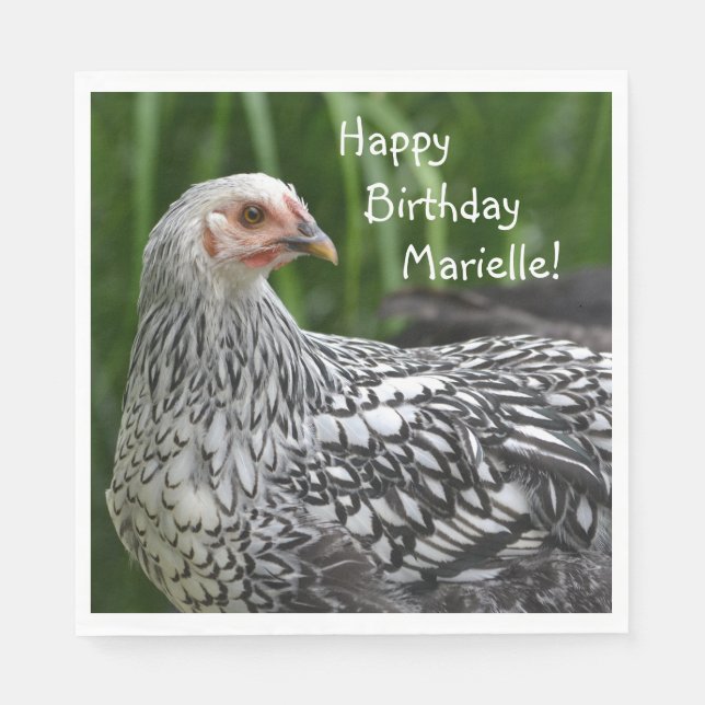Servilleta De Papel Feliz Cumpleaños Gallina Posando (Anverso)