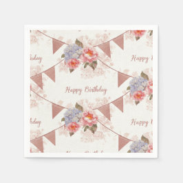 Servilleta De Papel ¡Feliz cumpleaños!, Garlands y flores Shabby Chic