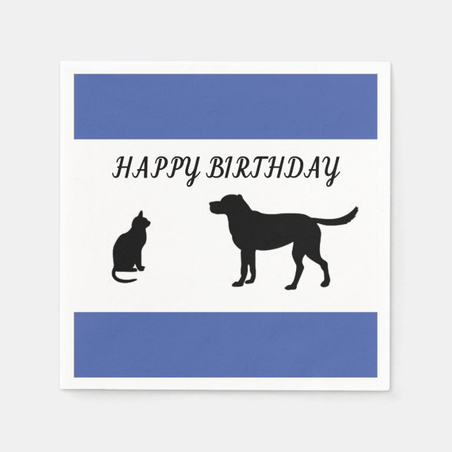 Servilleta De Papel Feliz cumpleaños gatos y toallas para perros (Anverso)