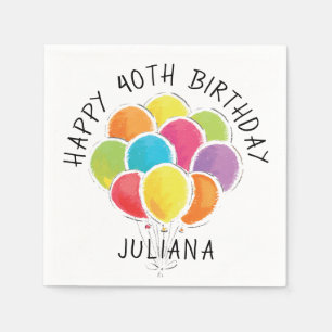 Servilleta De Papel Feliz cumpleaños, globos coloridos Añadir nombre