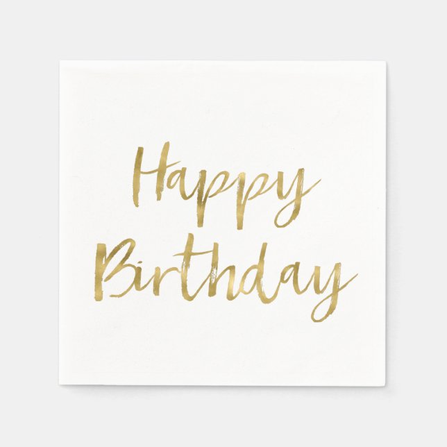 Servilleta De Papel Feliz Cumpleaños Gold (Anverso)