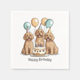 Servilleta De Papel Feliz cumpleaños Goldendoodle Dogs