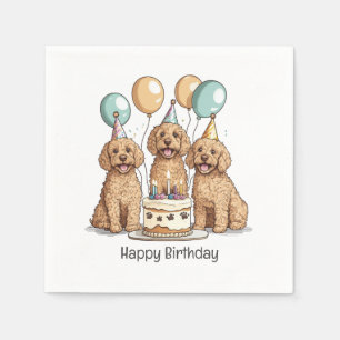 Servilleta De Papel Feliz cumpleaños Goldendoodle Dogs