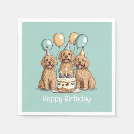 Servilleta De Papel Feliz cumpleaños Goldendoodle Dogs
