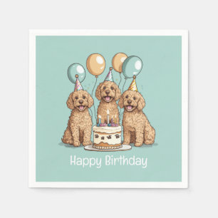 Servilleta De Papel Feliz cumpleaños Goldendoodle Dogs