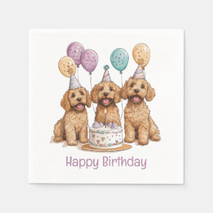 Servilleta De Papel Feliz cumpleaños Goldendoodle Dogs Pastel de cumpl