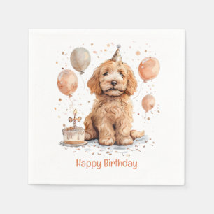 Servilleta De Papel Feliz cumpleaños Goldendoodle Perro Pastel de cump