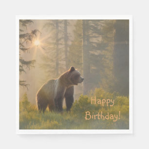 Servilleta De Papel Feliz cumpleaños Grizzly Bear