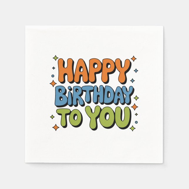 Servilleta De Papel Feliz cumpleaños Groovy (Anverso)