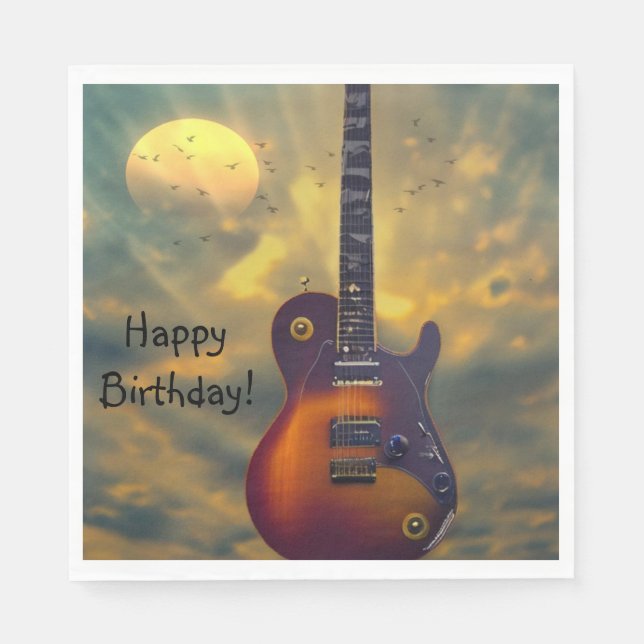 Servilleta De Papel Feliz cumpleaños, guitarra eléctrica (Anverso)