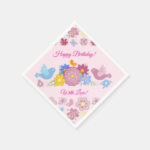 Servilleta De Papel Feliz Cumpleaños Jardín de Flores Silvestres Patró