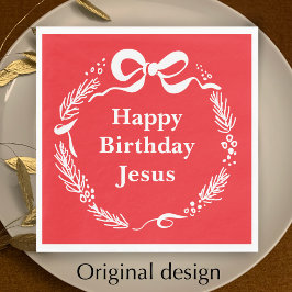 Servilleta De Papel Feliz cumpleaños Jesús | Arco de Navidad dibujado 