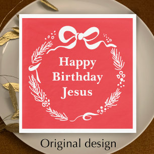 Servilleta De Papel Feliz cumpleaños Jesús Arco de Navidad dibujado