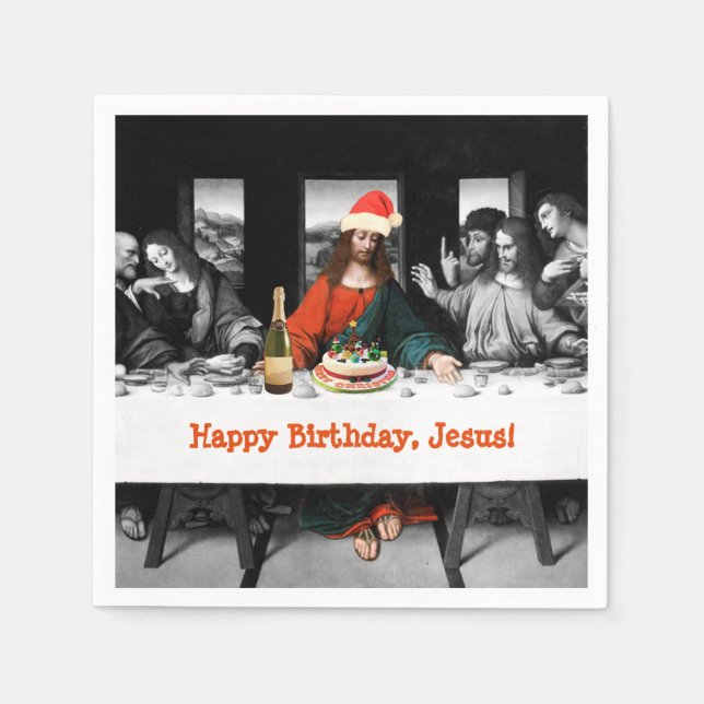 Servilleta De Papel ¡Feliz cumpleaños, Jesús! Navidades divertidos (Anverso)
