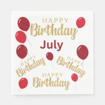 Feliz cumpleaños, julio cumpleaños, Papel Napkin