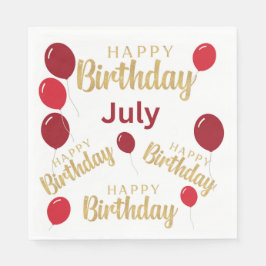 Servilleta De Papel Feliz cumpleaños, julio cumpleaños, Papel Napkin