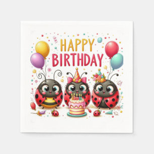 Servilleta De Papel Feliz cumpleaños Ladybugs