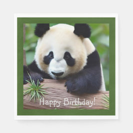 Servilleta De Papel Feliz cumpleaños, lindo oso panda