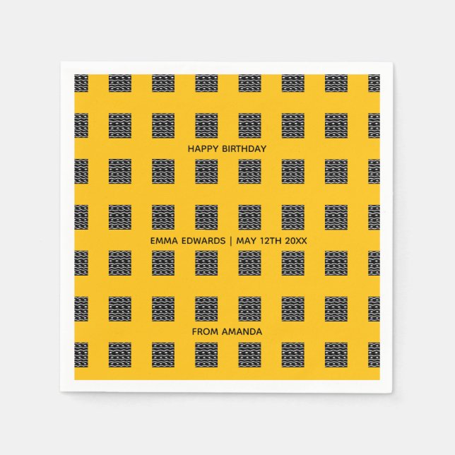 Servilleta De Papel Feliz Cumpleaños, Lindo Patrón Étnico (Anverso)