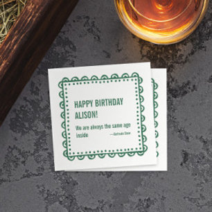 Servilleta De Papel Feliz Cumpleaños Literario Frase de Gertrude Stein
