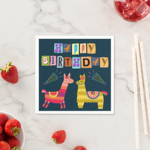 Servilleta De Papel Feliz cumpleaños Llama Retro Letras de Papel