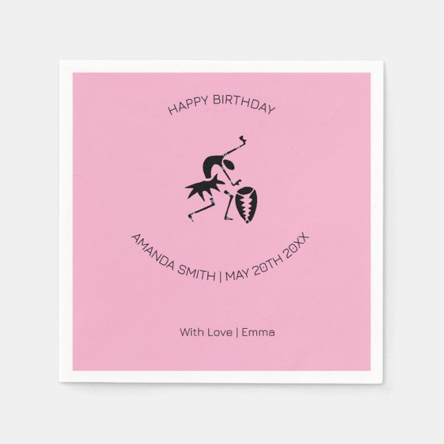 Servilleta De Papel Feliz cumpleaños, magnífica bailarina de silueta (Anverso)