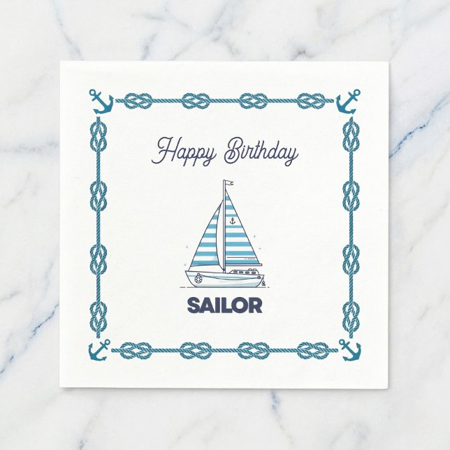Servilleta De Papel Feliz Cumpleaños Marinero (Celebrate with smooth sailing vibes.)