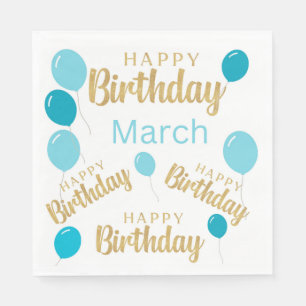 Servilleta De Papel Feliz cumpleaños marzo cumpleaños, cumpleaños, Pap