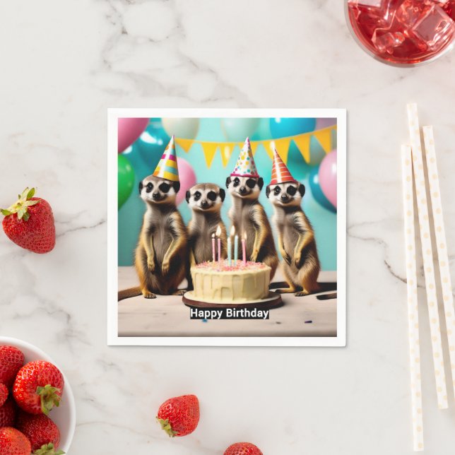 Servilleta De Papel Feliz cumpleaños Meerkat, (In situ)