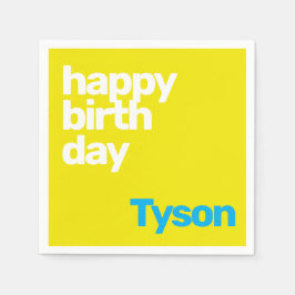 Servilleta De Papel feliz cumpleaños mínimo simple amarillo moderno