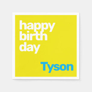 Servilleta De Papel feliz cumpleaños mínimo simple amarillo moderno