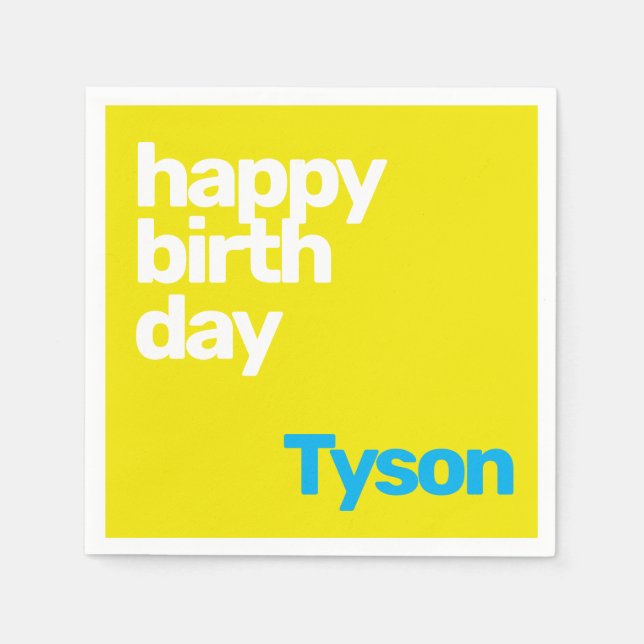 Servilleta De Papel feliz cumpleaños mínimo simple amarillo moderno (Anverso)