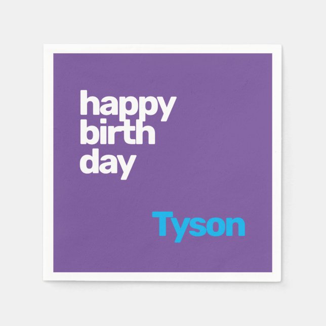 Servilleta De Papel Feliz cumpleaños, mínimo, simple y moderno fiesta (Anverso)